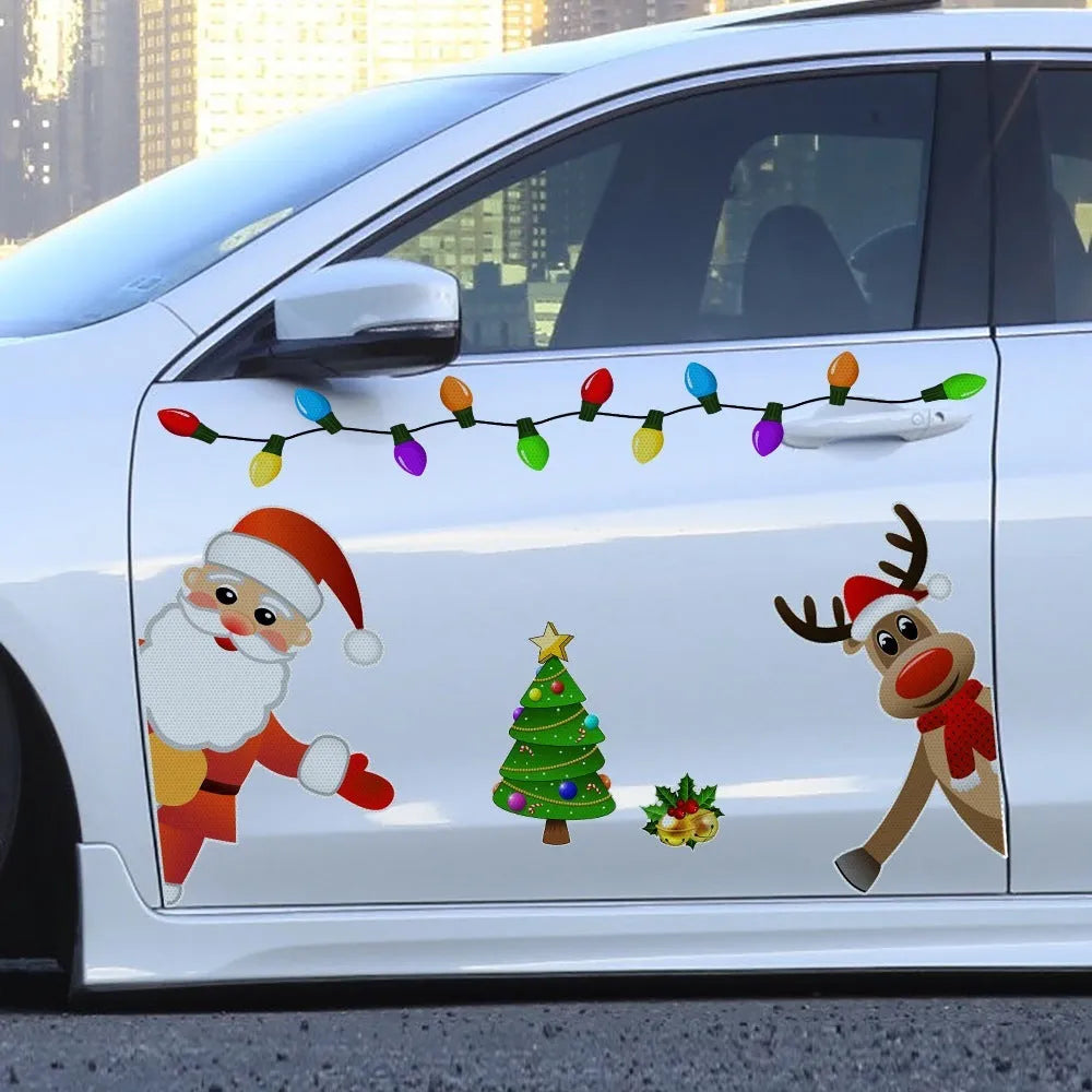 Medium Christmas elk reflective magnetic car decoration sticker with cartoon design
