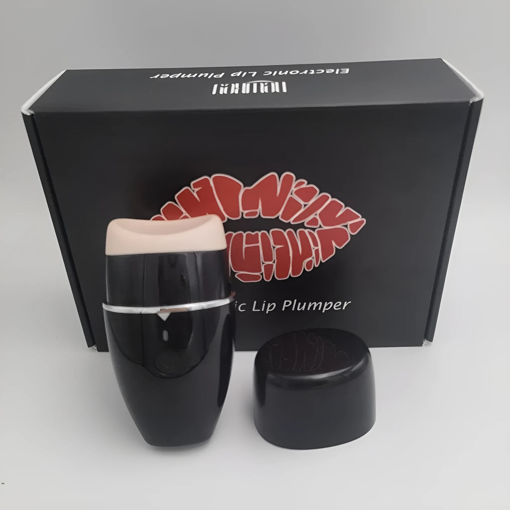 Electric silicone lip plumper device with three speed adjustment buttons in black colour option