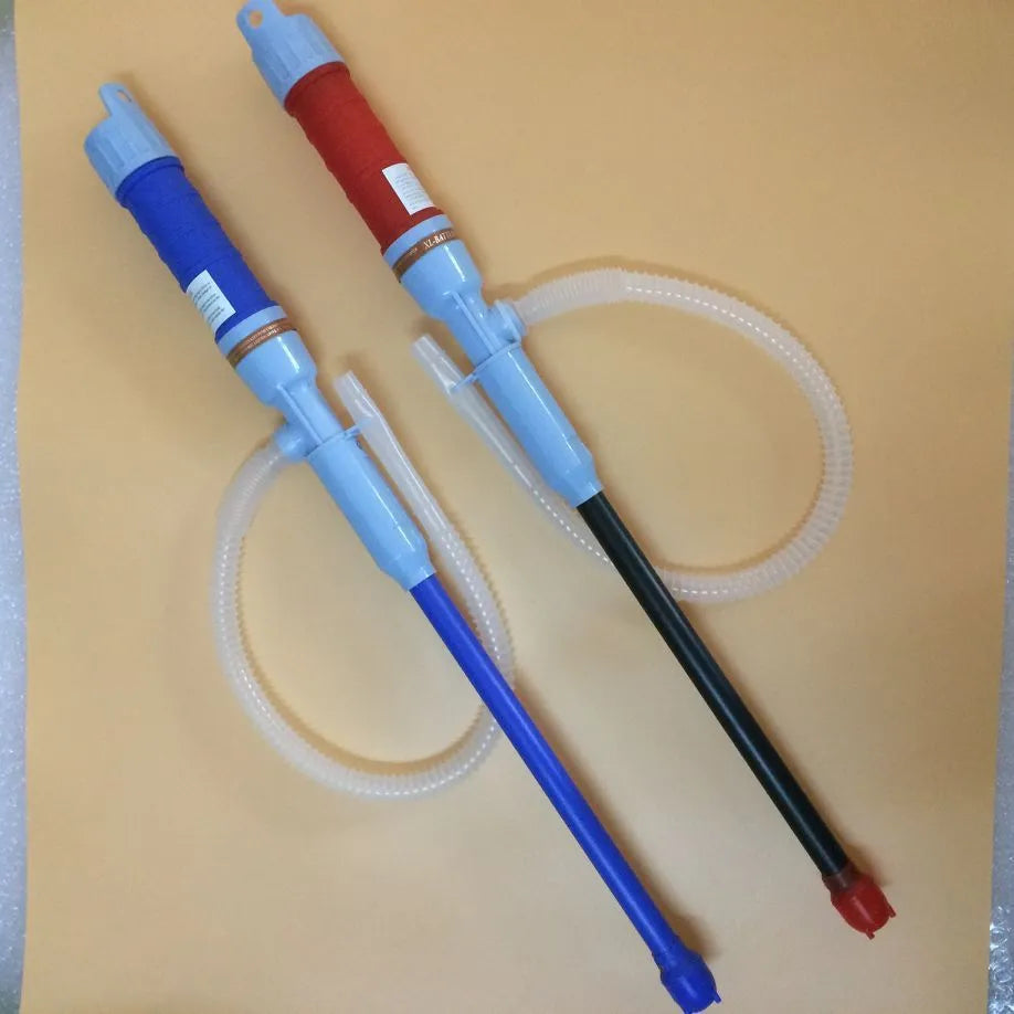 Blue manual hand pump for siphoning fuel and water