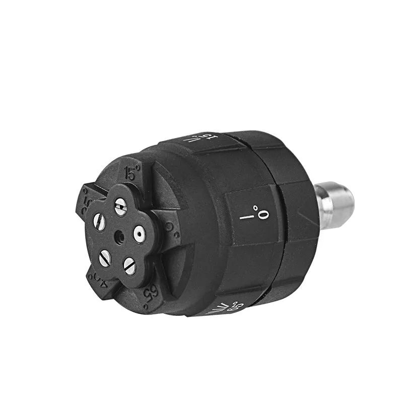 Five-in-one spray nozzle for high-pressure water guns showing engineering plastic construction