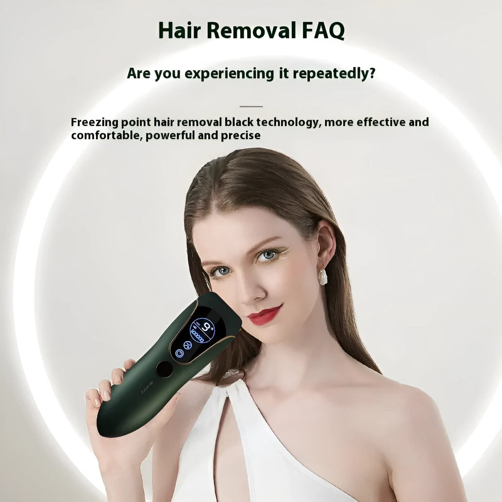 Freezing point hair removal device in sundial design available in white, green or pink colours