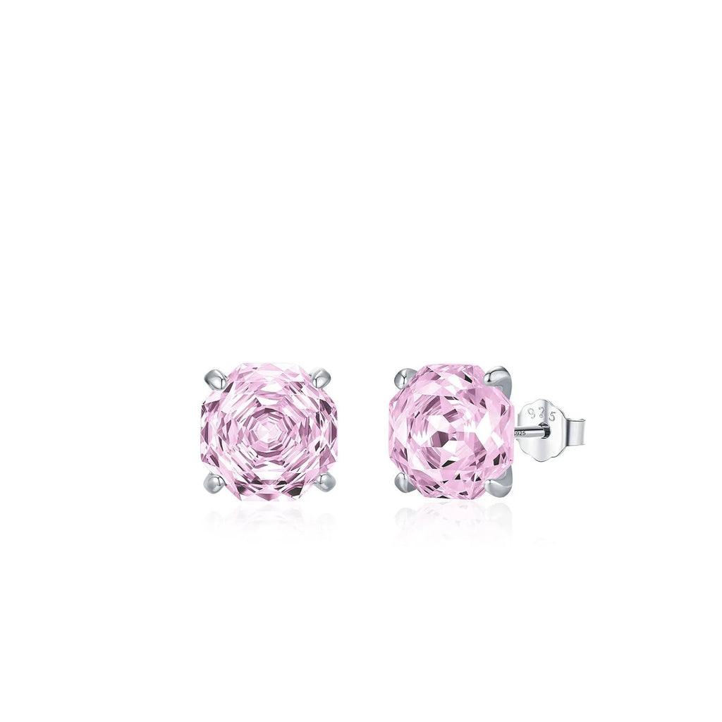 S925 sterling silver rose stud earrings for women in 6mm and 8mm sizes.