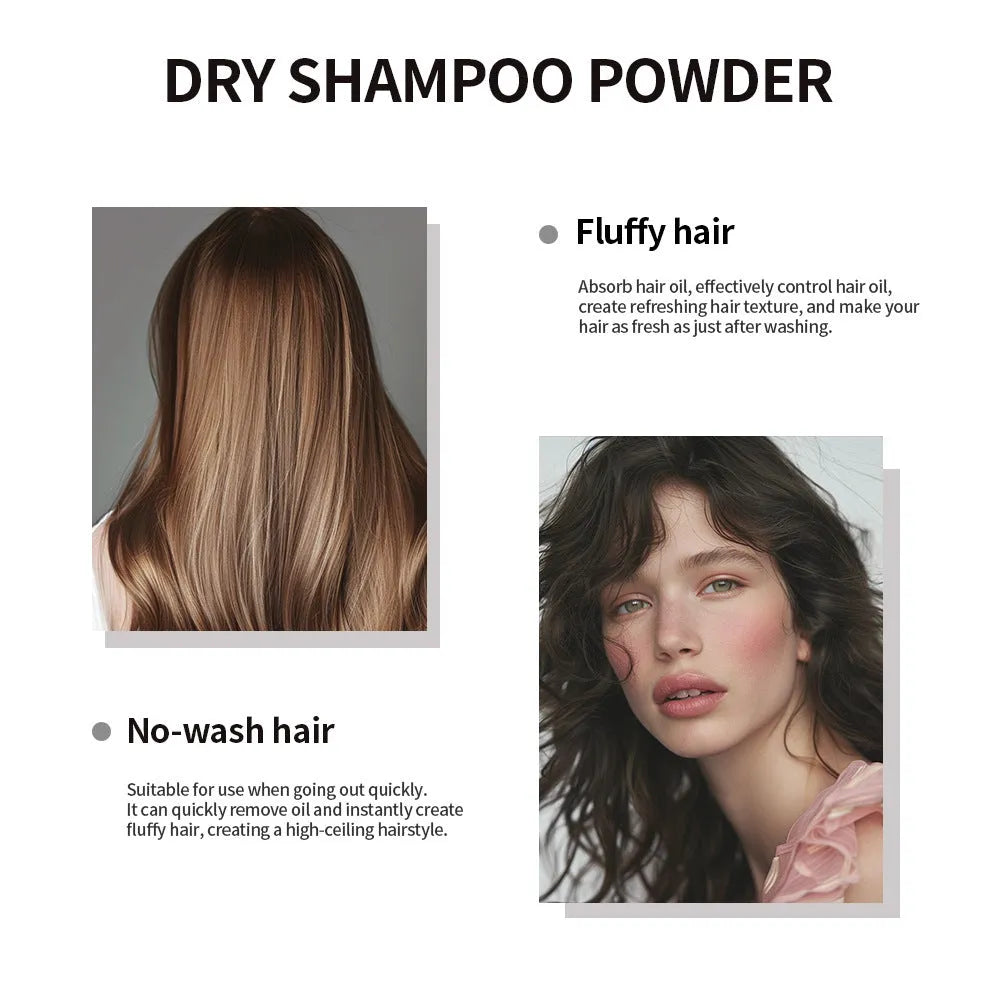 No-rinse hair dry cleaning booster powder in 5g sachet with applicator sponge and headband mirror