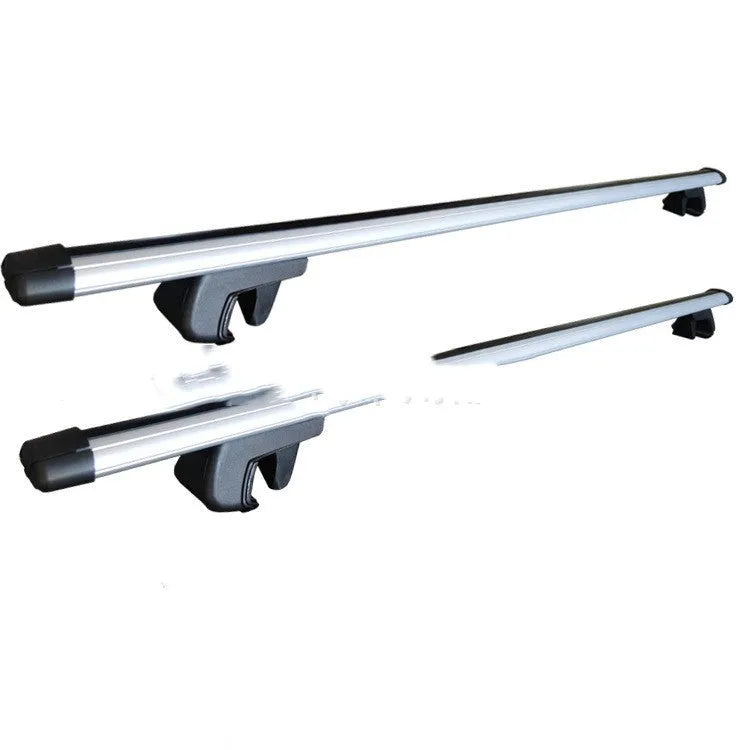 Alloy roof rack crossbars for a General Motors SUV, shown with adjustable length.