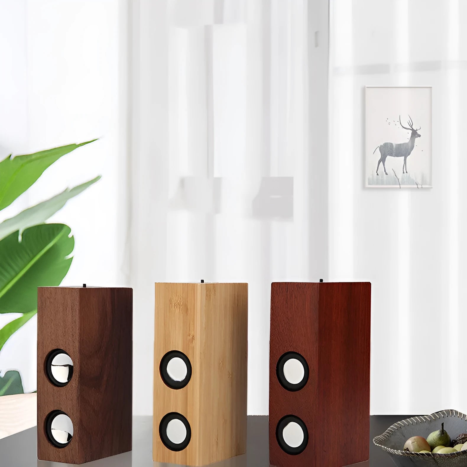Retro wooden Bluetooth speaker in bamboo, black walnut, or sapele wood finishes