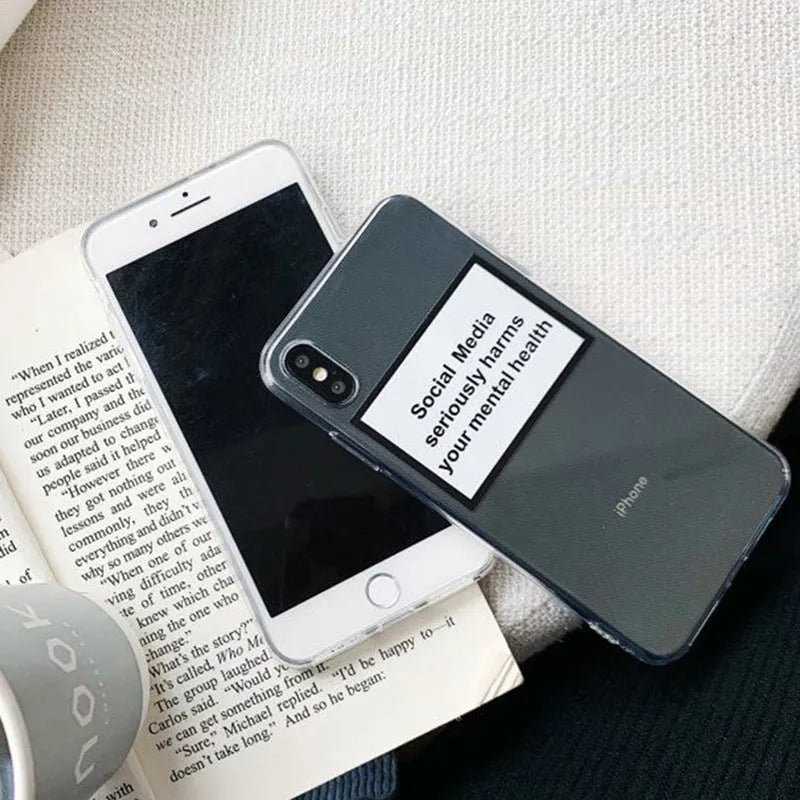 White TPU letter couple phone case for iPhone back cover