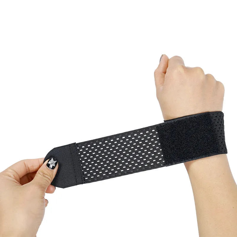 A pair of high elastic breathable athletic wristguards in black, grey, or pink colours.