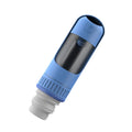 Portable dog water bottle with integrated drinking bowl in dark blue, white or yellow colours