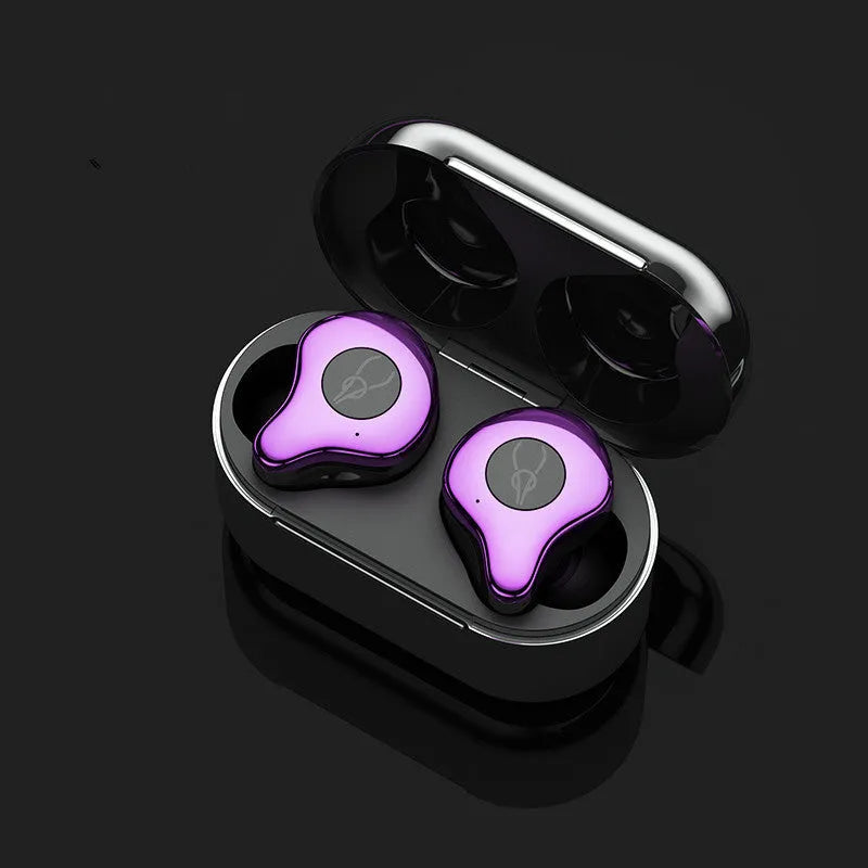 Wireless TWS Bluetooth earbuds and charging case shown in one of six colours.
