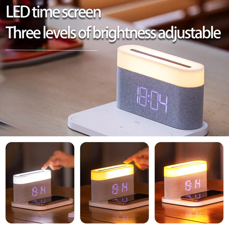 Wireless charger desktop clock night light table lamp in modern minimalist design