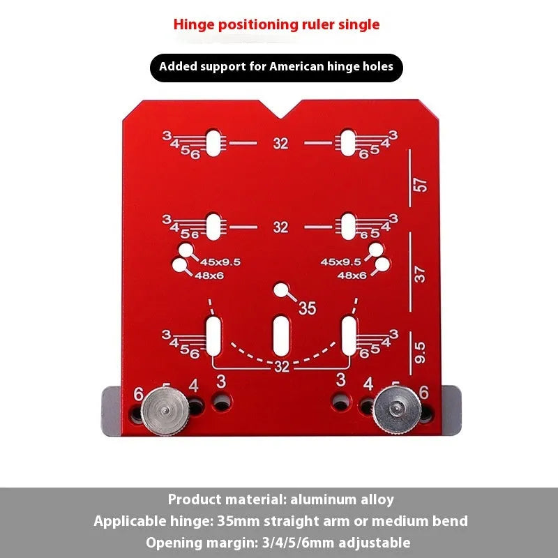 35mm hinge punch locator tool with adjustable margin settings for cabinet installation