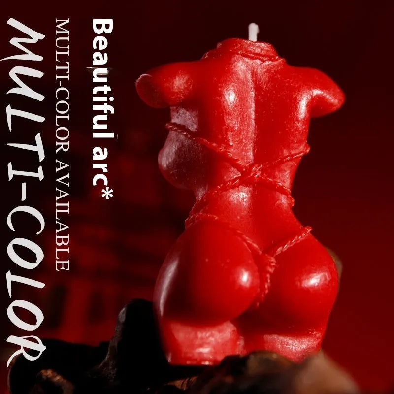 Low temperature soy wax candle in red, pink, or purple for adult sensory play.