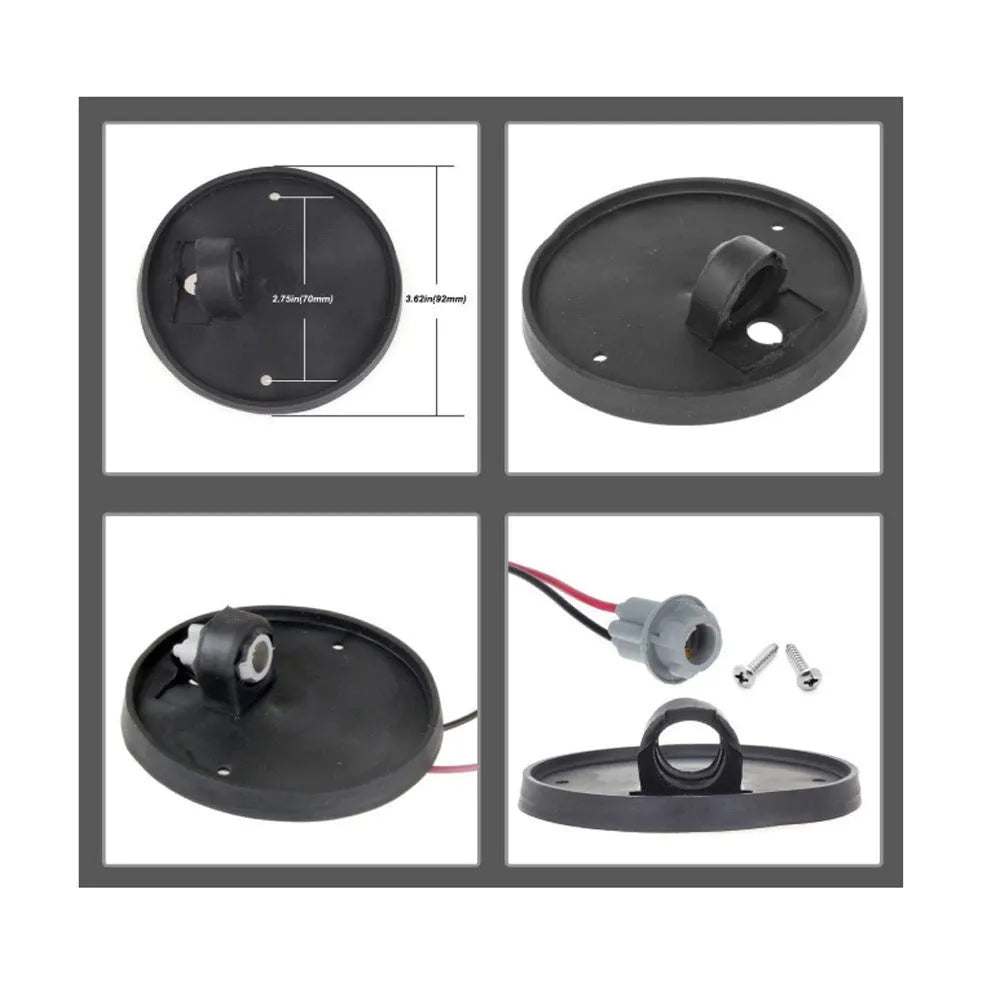 Five GR-series LED roof cab lights with yellow, transparent, and smoked black lenses on rubber bases.