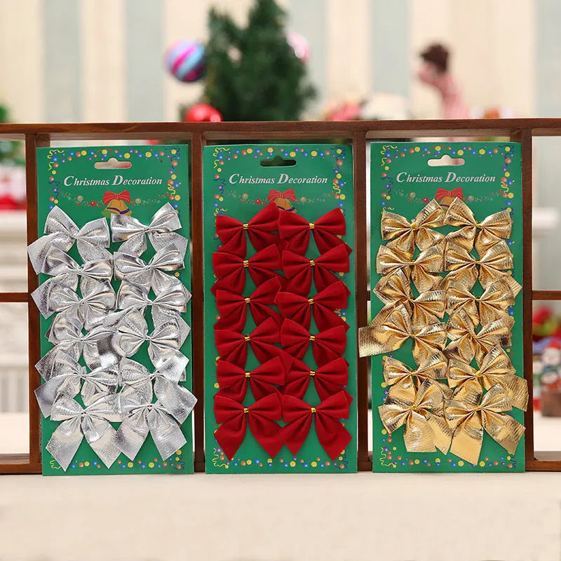5 cm polyester Christmas decoration bow in gold, red, red gold, or silver colours
