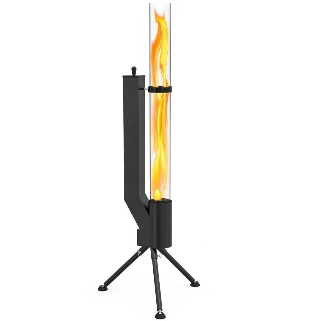 Vertical iron wood burning rocket furnace heating stove for outdoor courtyard and garden use