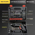Rechargeable electric screwdriver toolbox 48 piece set with USB lithium battery and dual-purpose convertible handle in compact case