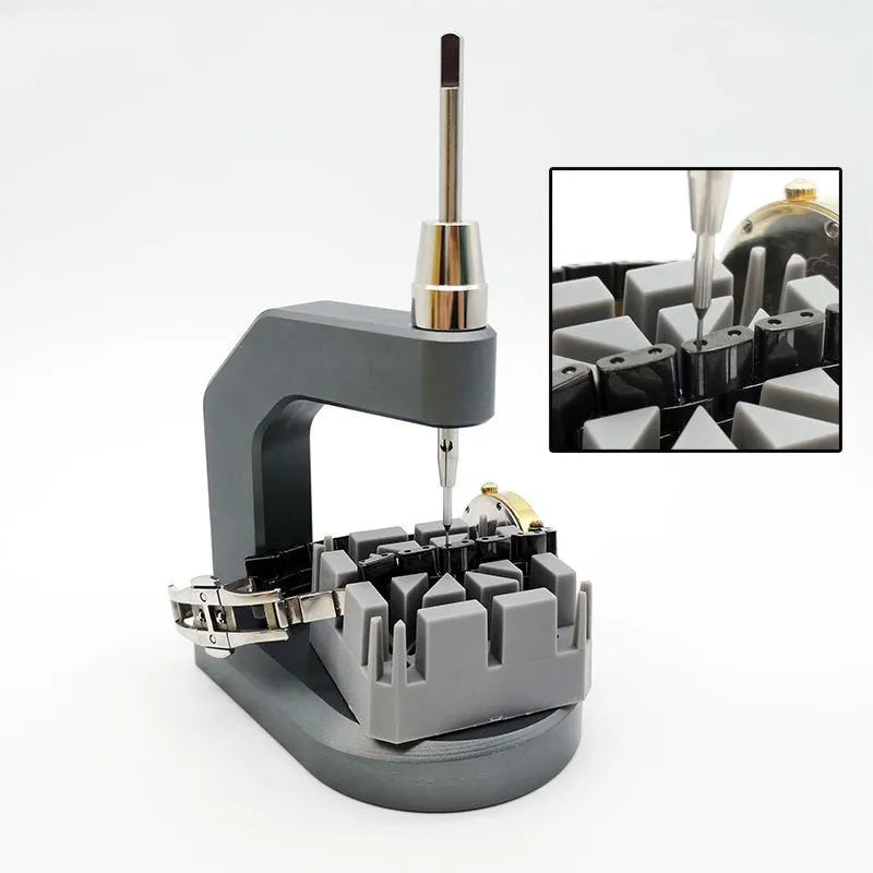 Silver tool steel press strap removal tool with a pointed blade for watch and jewellery repair.