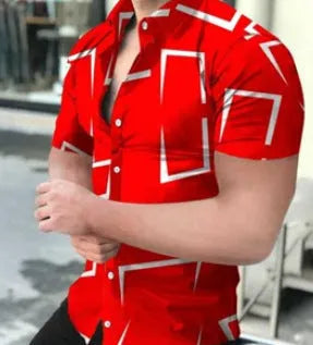 Men's slim fit beach shirt with 3D printed floral pattern in multiple colour options