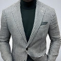 Men's slim fit two-button suit jacket with top-stitching pockets in British style