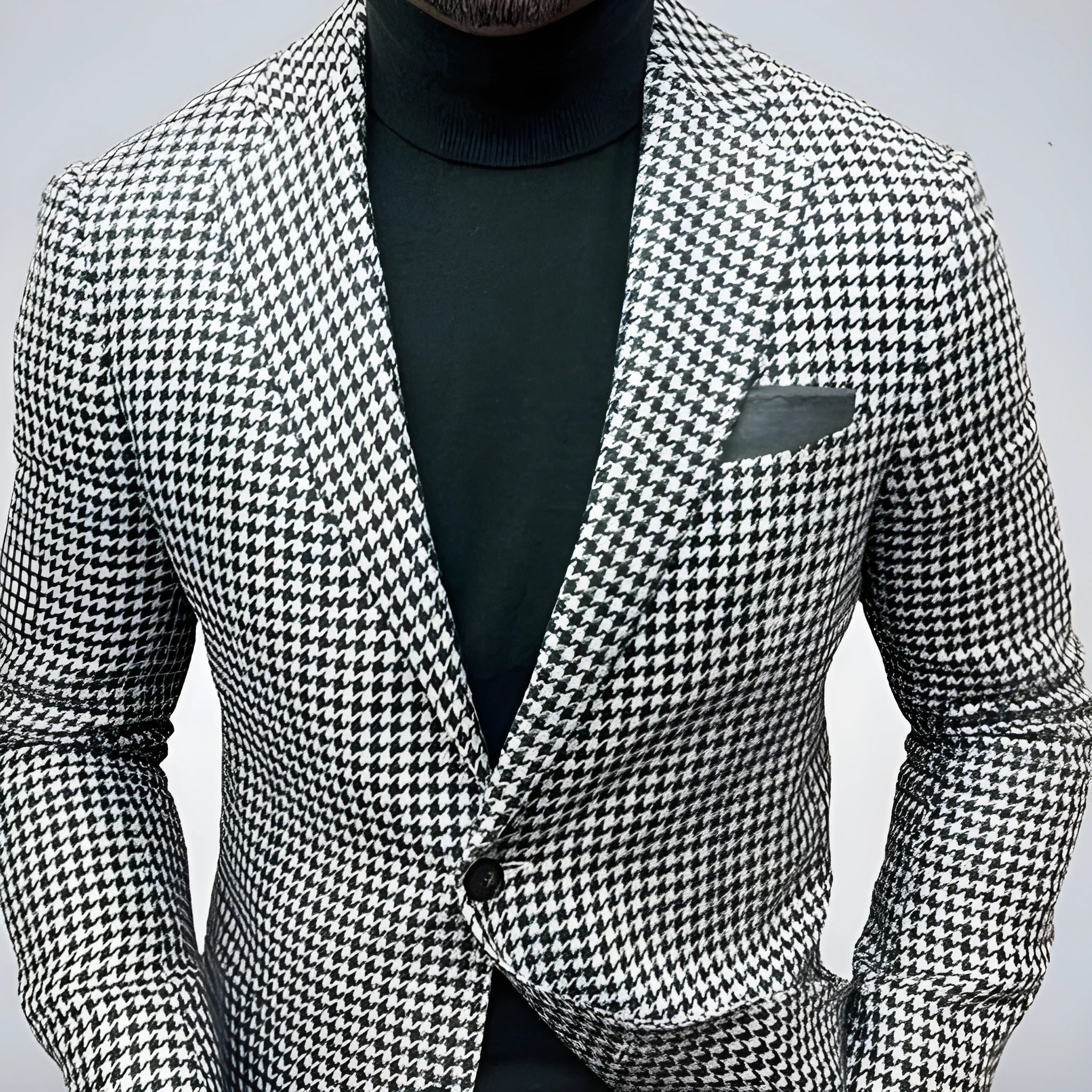 Men's slim fit two-button suit jacket with top-stitching pockets in British style