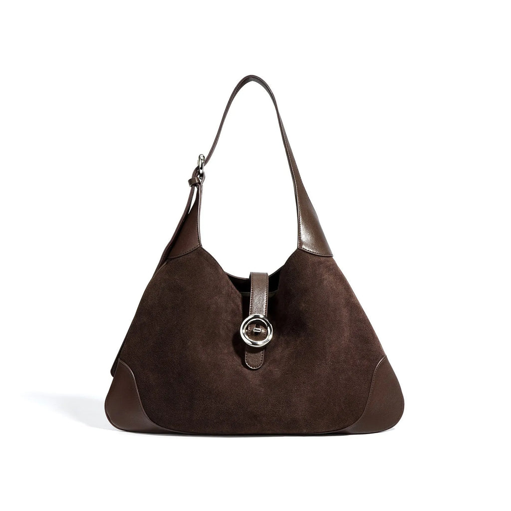 New retro commuter shoulder bag in matte cowhide with outer pocket, available in black colour