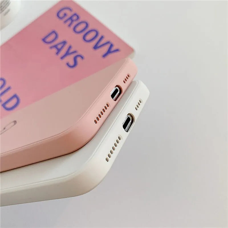 Silicone TPU back cover case for Apple iPhone in solid colour options: black, green, grey, pink, purple, red, white, light green.