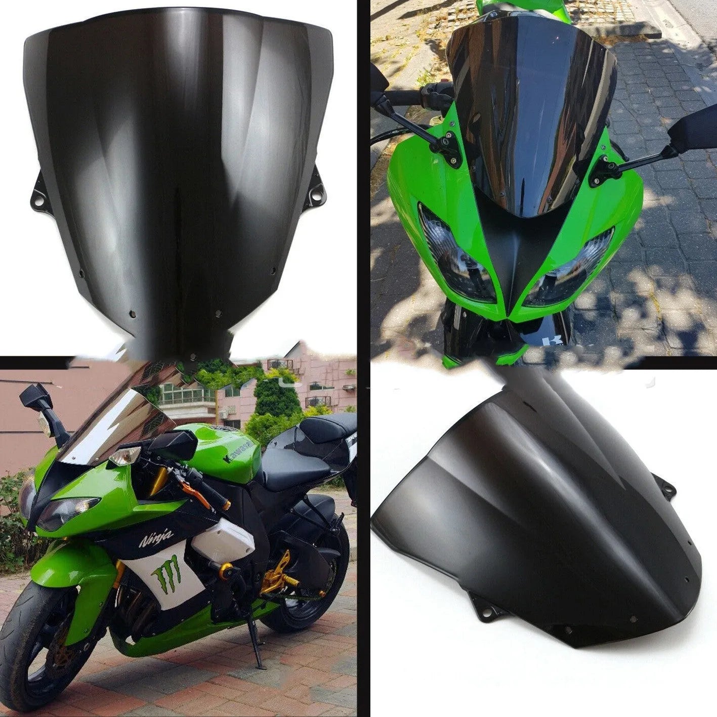 Motorcycle windscreen for Kawasaki ZX-6R 636 and ZX-10R in blue and brown tint options