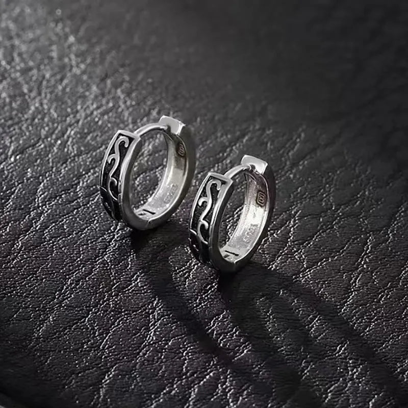 Men's copper geometric earrings in hip hop style showing 10mm and 14mm size options