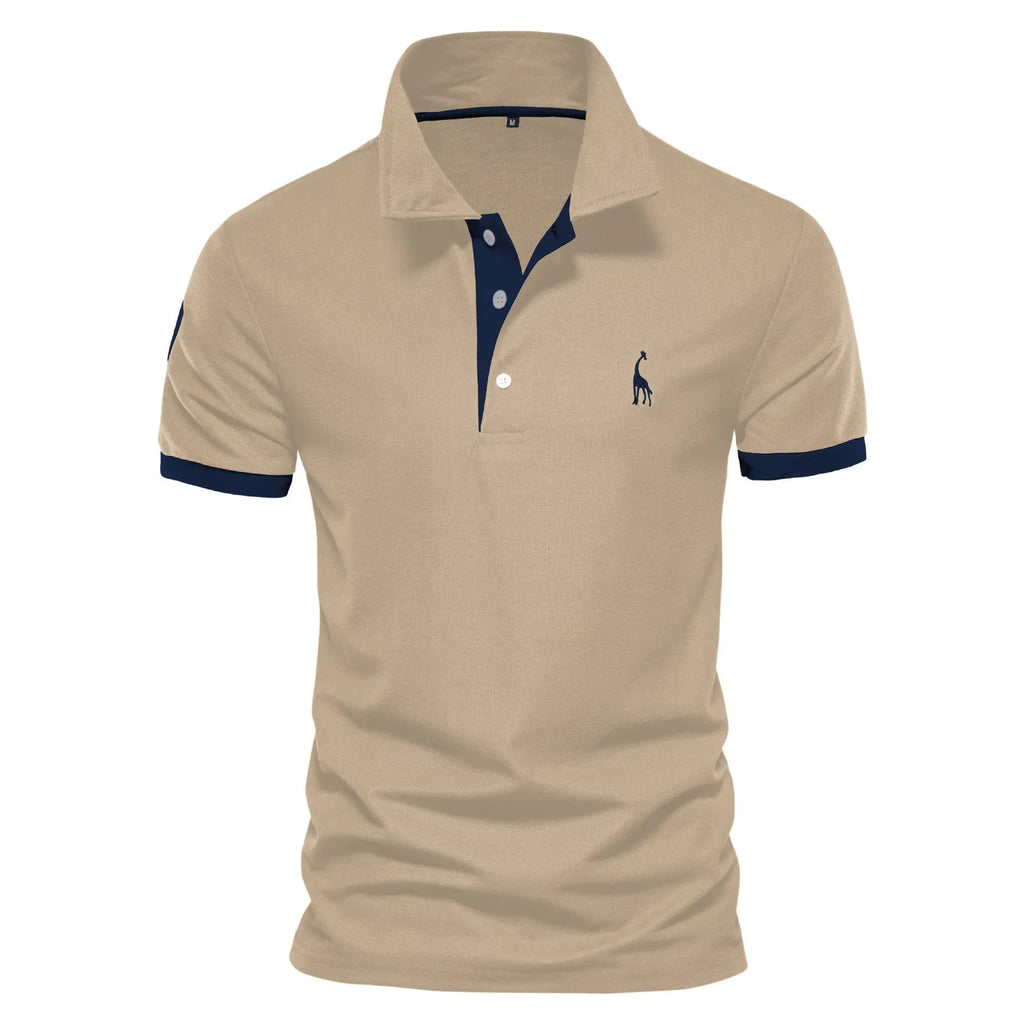 Men's slim fit grey t-shirt featuring a detailed embroidered deer design on the chest