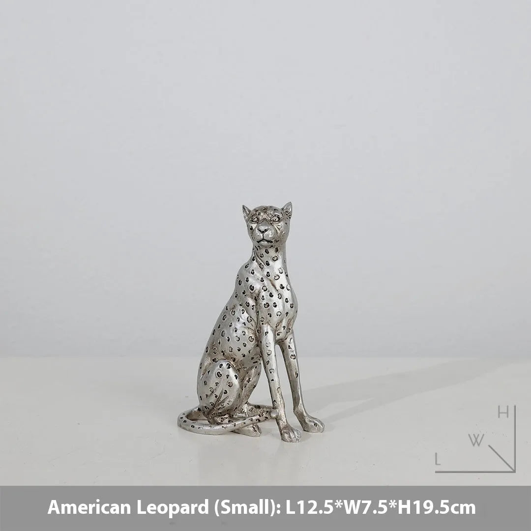 American Leopard resin ornament in modern style available in small large and walking posture sizes for home decoration