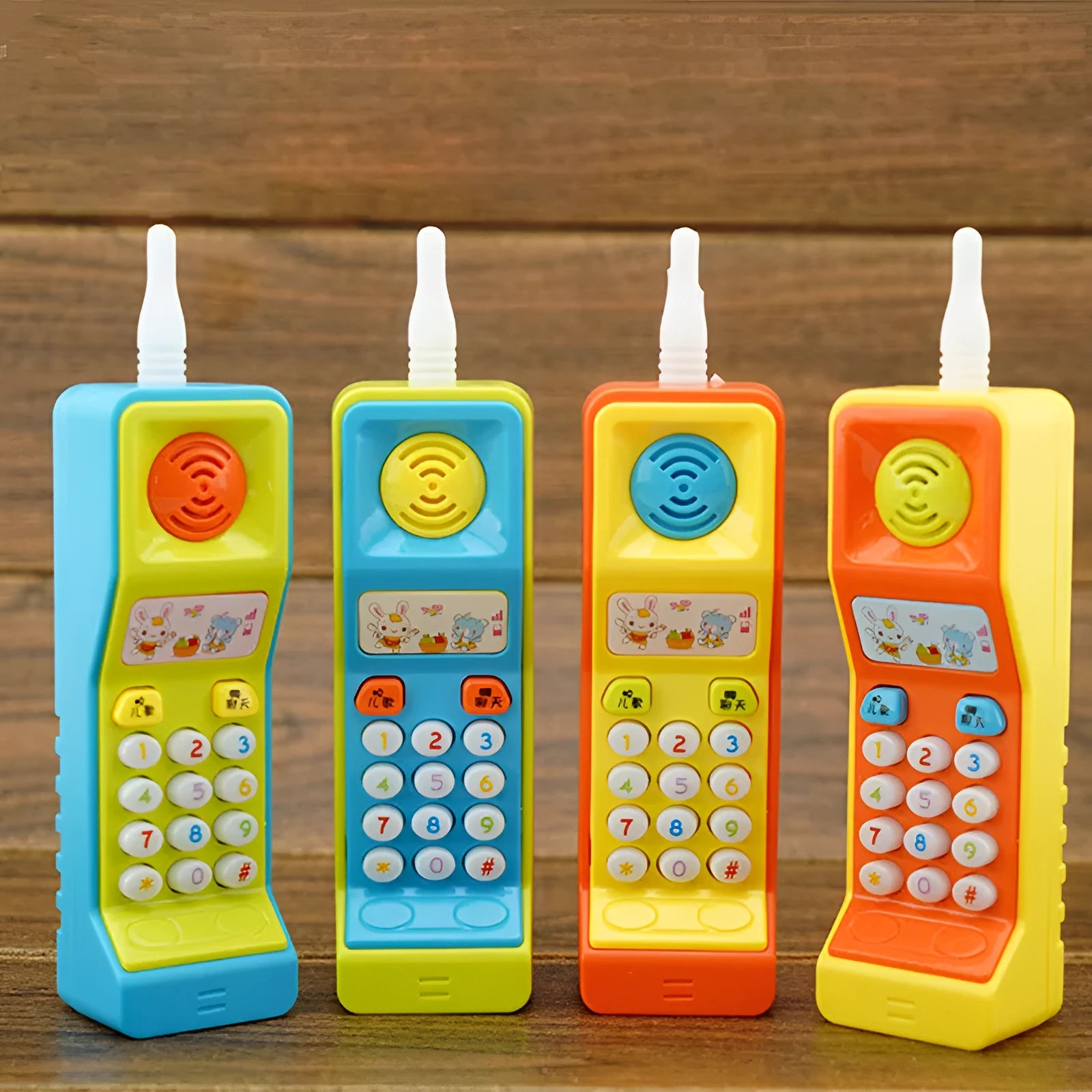 Children's educational toy with cartoon animal design featuring sound and light functions