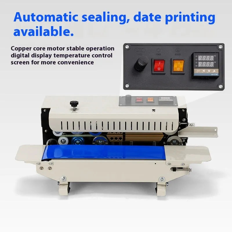 Handheld mini steel sealing machine for printing dates on plastic packaging films.