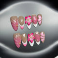 French style plastic manicure practice armour with 3D lily and ice flower design in almond shape.