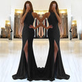 Long red knitted evening dress with hollow design details and high waist