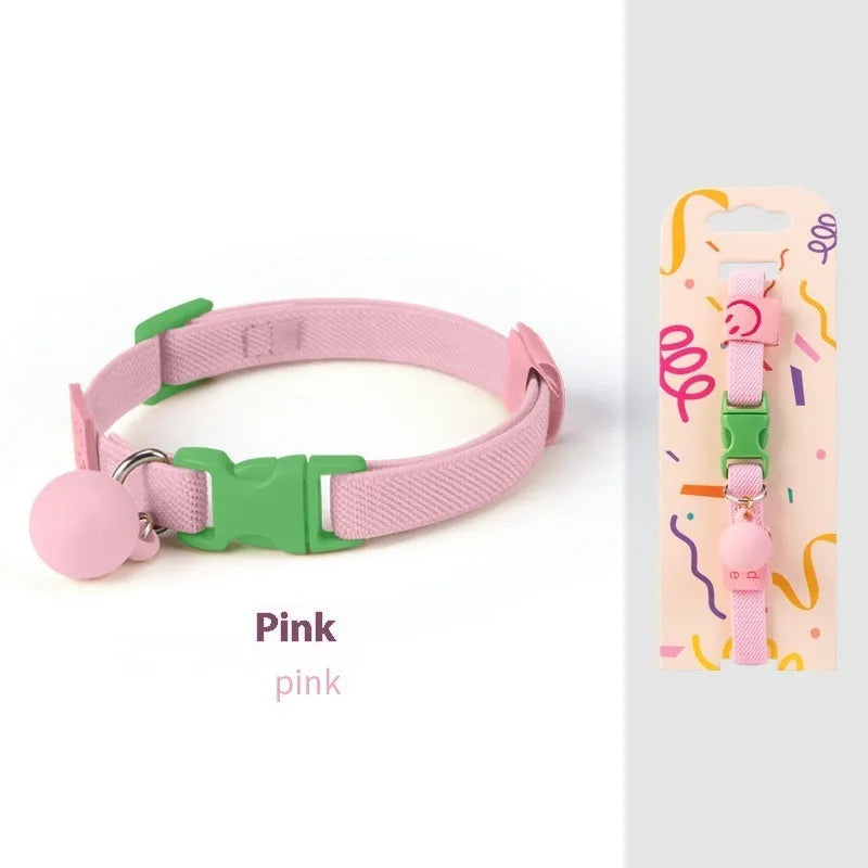 Small dog collar made from elastic polyester fabric in solid colours with adjustable 22-32cm sizing