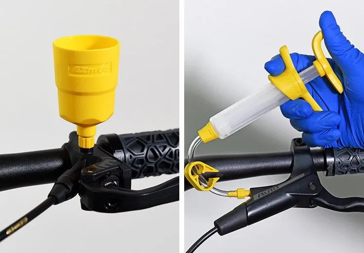 EZmtb bicycle hydraulic disc brake oil bleed kit tools with syringes, adapters and wrenches