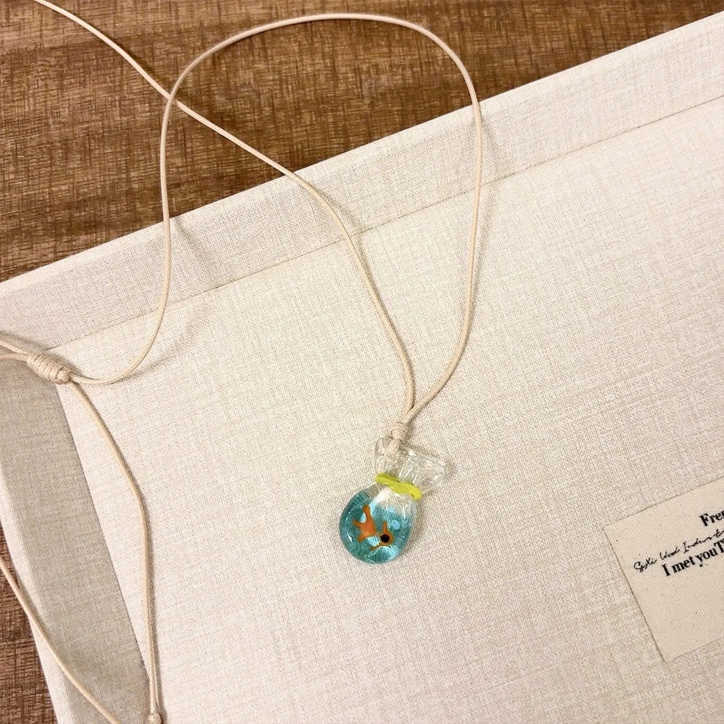 Women's pendant necklace with colourful glaze joker skirt pendant on cotton linen clavicle chain