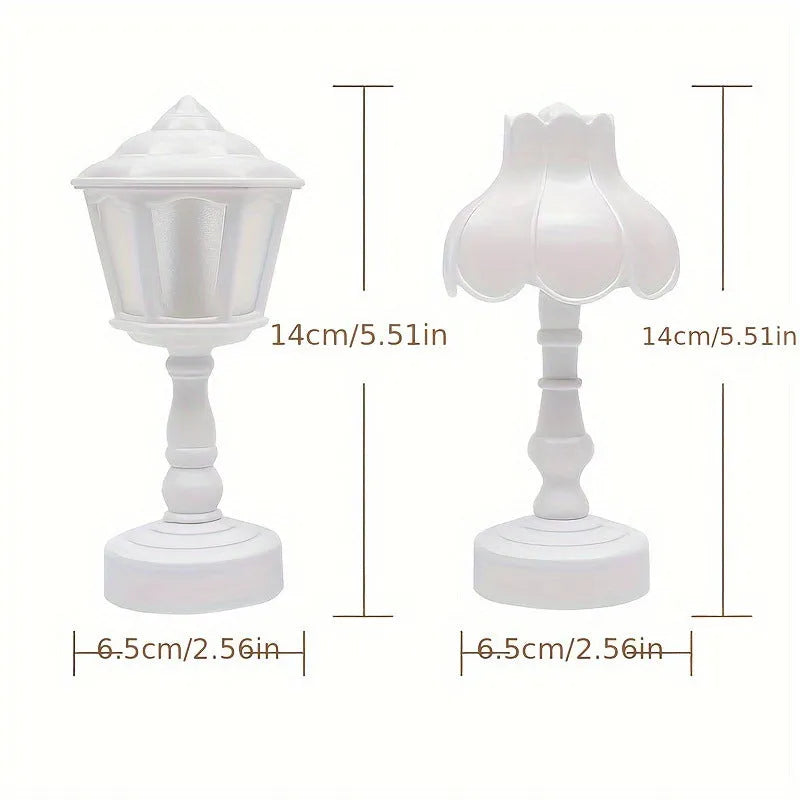 Retro pagoda small night lamp with geometric stereo design in light purple colour