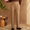 Men's slim fit business trousers in dark grey with straight leg and medium high waist design