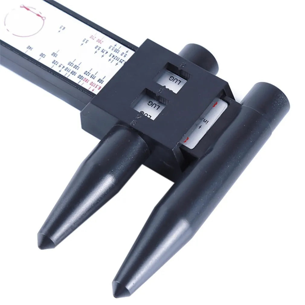 Digital electronic caliper measuring tool showing 180mm range and hole distance measurement capability