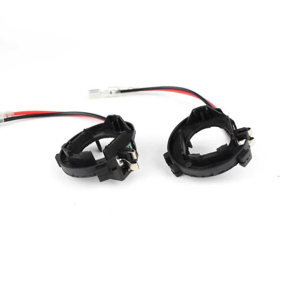 Black H7 LED headlight adapter bracket for Volkswagen Golf Jetta models with copper wiring