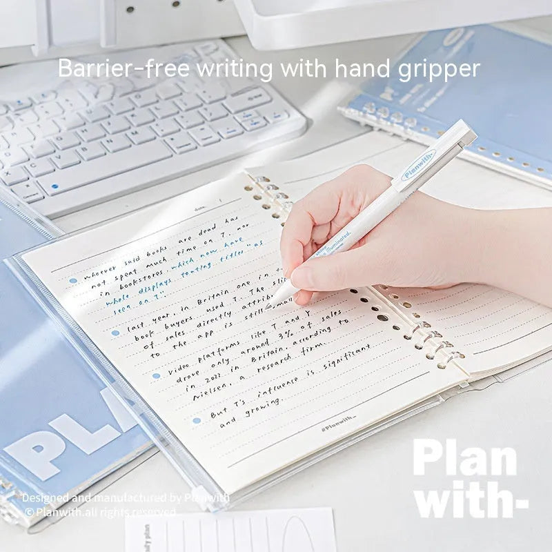 A5 PVC can store loose spiral notebook in white or blue colour with spiral binding
