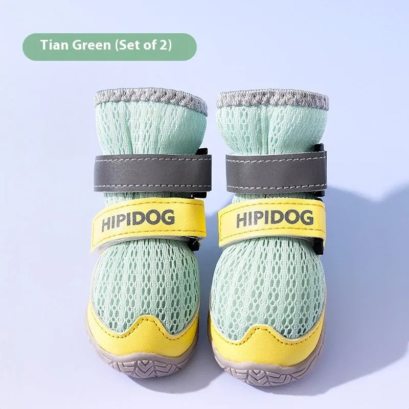 Summer breathable anti-scald dog shoes in Bondi Blue cartoon style for paw protection