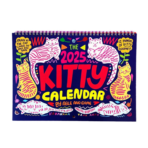 2024 2025 cat calendar wall planner with feline themed monthly pages