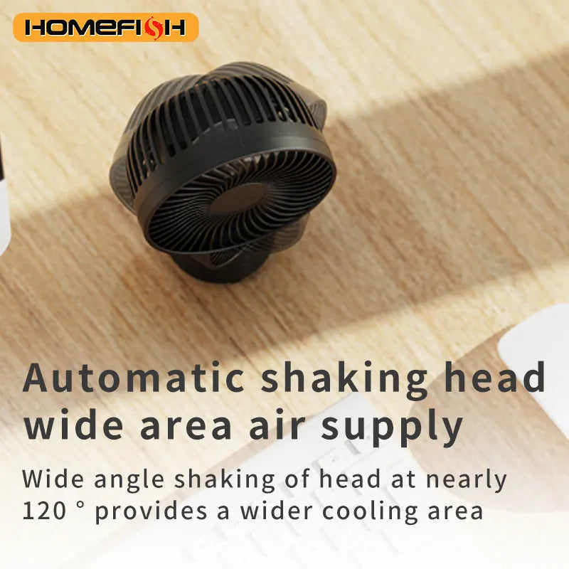 HOMEFISH F2 automatic shake head baby stroller fan with LED light on a detachable bracket