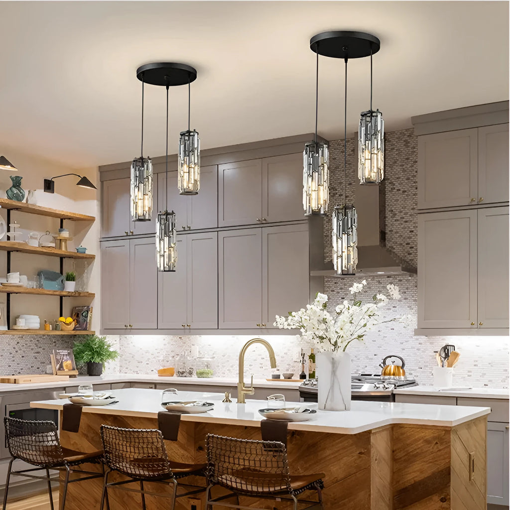 Single head industrial LED pendant light in black, gold, or chrome finish