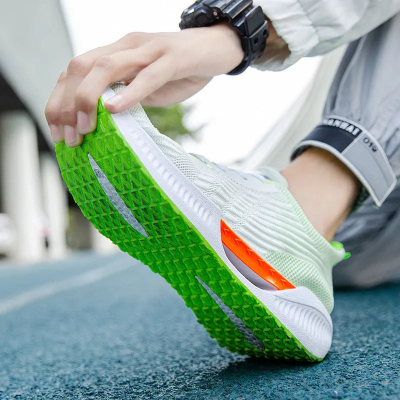 Men's blue casual sports shoes with mesh design and round toe