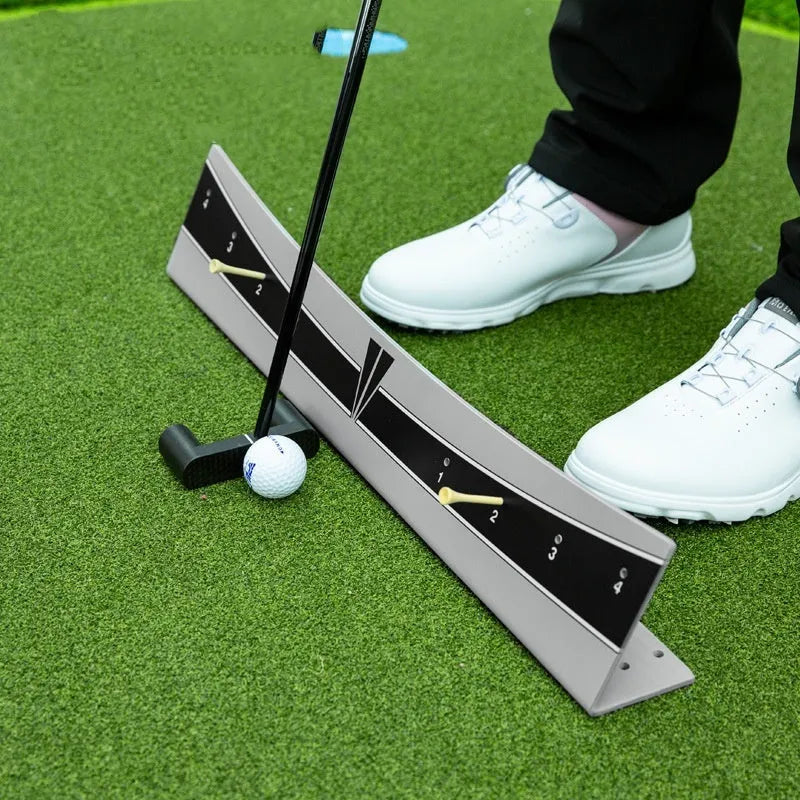 Golf putter trajectory balance simulator with adjustable push rod balancer for stroke practice