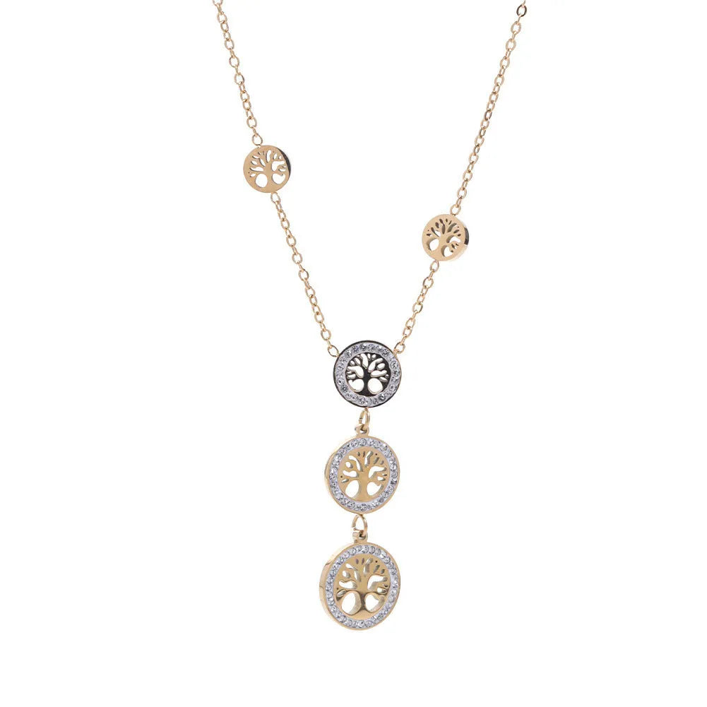 Round three-layer pendant necklace with colourful oil-dripping finish on adjustable snake bone chain, colour XLD1175GOWH