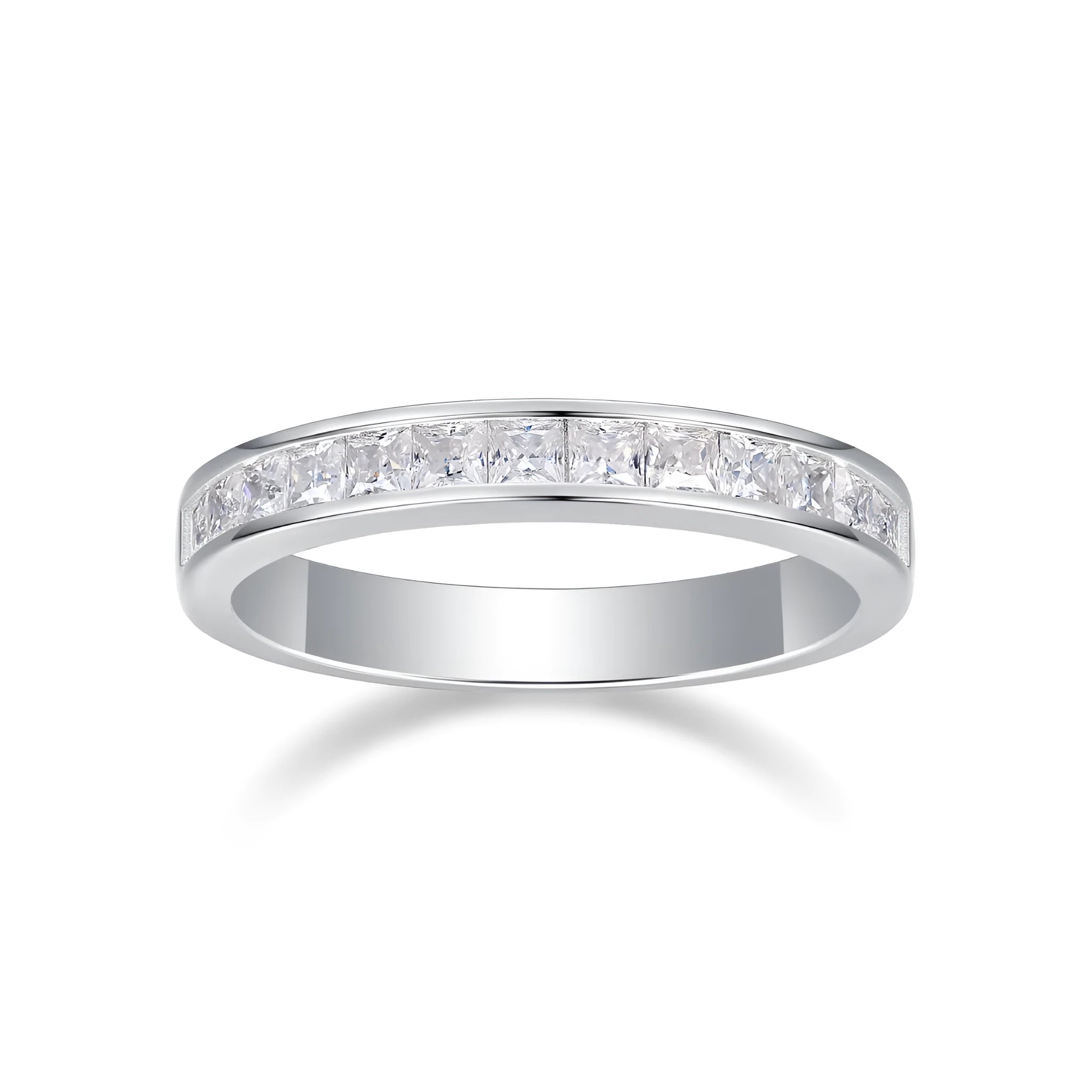 Wedding ring set with moissanite stone S925 silver platinum plating gift box sizes 5-9